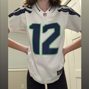 REAL Nike White Seahawks Jersey, Fan #12